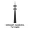 Germany, Hamburg, Tv Tower travel landmark vector illustration