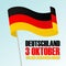 Germany Happy Unity Day or Tag der Deutschen Einheit, october 3 greeting card with waving German national flag.