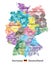 Germany high detailed vector map colored by states and administrative districts with subdivisions. All layers detachable and lab