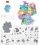 Germany high detailed vector map colored by states and administrative districts with subdivisions. All layers detachable and lab