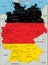 Germany highly detailed political map with national flag.