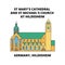 Germany, Hildesheim, St Mary`s Cathedral And St Michael`s Church At Hildesheim line icon concept, flat vector sign