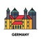 Germany, Hildesheim, St. Mary`s Cathedral and St. Michael`s Church, vector travel illustration