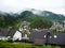 Germany. Hornberg. The village in the gorge. Forest hills. Hanging clouds.