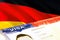 Germany immigration document close up. Passport visa on Germany flag. Germany visitor visa in passport,3D rendering. Germany multi
