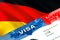 Germany immigration visa. Closeup Visa to Germany focusing on word VISA, 3D rendering. Travel or migration to Germany destination