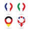 Germany Italy France UK flags geolocation sign