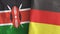 Germany and Kenya two flags textile cloth 3D rendering