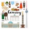 Germany Landmarks vector illustration with traditional costume