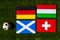 Germany Leads Group A: Flags of Germany, Scotland, Hungary, Switzerland, and soccer ball on green grass at Europe football