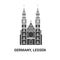 Germany, Lessen. Church travel landmark vector illustration