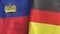 Germany and Liechtenstein two flags textile cloth 3D rendering
