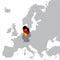 Germany Location Map on map Europe. 3d Germany flag map marker location pin. High quality map Germany.