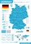 Germany Map - Blue Infographic - Highly detailed vector illustration