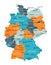 Germany Map - Blue Orange Gray - Highly detailed vector illustration