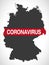 Germany map with Coronavirus Covid-19 warning symbol