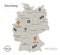 Germany map, individual regions with names, Infographics and icons