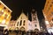 Germany, Munich December 27, 2017:View of town tower and church at Marienplatz at night Munich