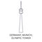 Germany, Munich, Olympic Tower travel landmark vector illustration