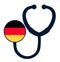 Germany National flag on stethoscope. specialist doctors in Country. Charity Help concept.