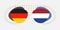 Germany and Netherlands flags. Dutch and German national symbols with abstract background and geometric shapes.