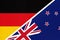 Germany and New Zealand, symbol of two national flags. Relationship between European and Oceania countries
