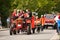 Germany, Niederstetten, Baden Wurttemberg. September 2019. Traditional autumnal Harvest Fest. Decorated historical tractor and