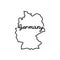 Germany outline map with the handwritten country name. Continuous line drawing of patriotic home sign