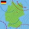 Germany. Realistic synoptic map of the Germany showing isobars and weather fronts. Meteorological forecast. Map country with