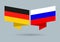 Germany and Russia flags. Russian and German national symbols. Vector illustration.