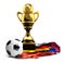 Germany Russia and Qatar flags golden football soccer Cup