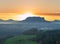 Germany Saxony Elbe Sandstone Mountains at sunset