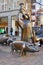 Germany. Sculpture `Swineherd and his flock` in Bremen. February 14, 2018