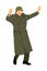 Germany soldier surrender with raised hands in height vector  illustration. Occupier officer in battle defeated soldiers surrender