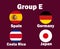 Germany Spain Japan And Costa Rica Flag Emblem Group E With Countries Names