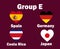 Germany Spain Japan And Costa Rica Flag Heart Group E With Countries Names