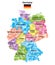 Germany states and districts colored vector map