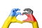 Germany Ukraine Heart, Hand gesture making heart