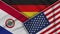 Germany United States of America Paraguay Flags Together Fabric Texture Illustration