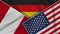 Germany United States of America Peru Flags Together Fabric Texture Illustration