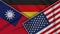 Germany United States of America Taiwan Flags Together Fabric Texture Illustration