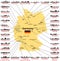 Germany vector map with states capitals and largest citites skylines silhouettes on white background