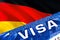 Germany visa document close up. Passport visa on Germany flag. Germany visitor visa in passport,3D rendering. Germany multi