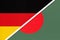 Germany vs Bangladesh, symbol of two national flags. Relationship between European and Asian countries