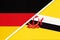 Germany vs Brunei, symbol of two national flags. Relationship between European and Asian countries