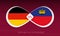 Germany vs Liechtenstein in Football Competition, Group J. Versus icon on Football background