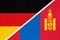 Germany vs Mongolia, symbol of two national flags. Relationship between European and Asian countries