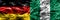 Germany vs Nigeria smoke flags placed side by side. German and N