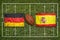 Germany vs. Spain flags on rugby field