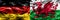 Germany vs Wales smoke flags placed side by side. German and Wales flag together